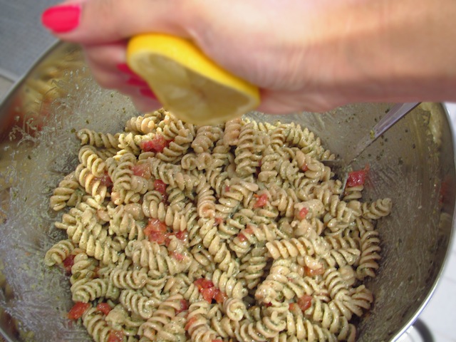 Roasted Tomatoes and Pesto Pasta Salad