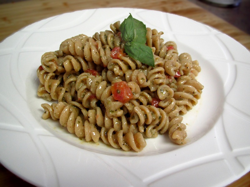 Roasted Tomatoes and Pesto Pasta Salad