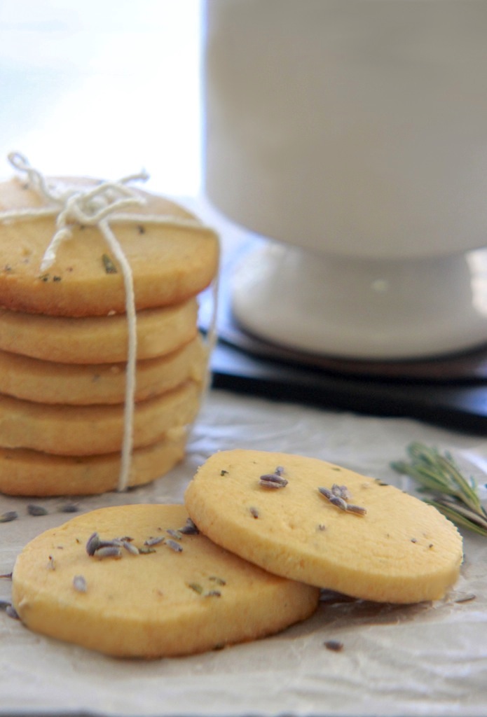 Honey Lavender and Rosemary Shortbread Cookies