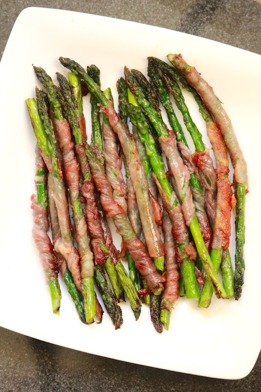 Grilled Prosciutto-Wrapped Asparagus w/ a Creamy White Wine Mushroom Sauce